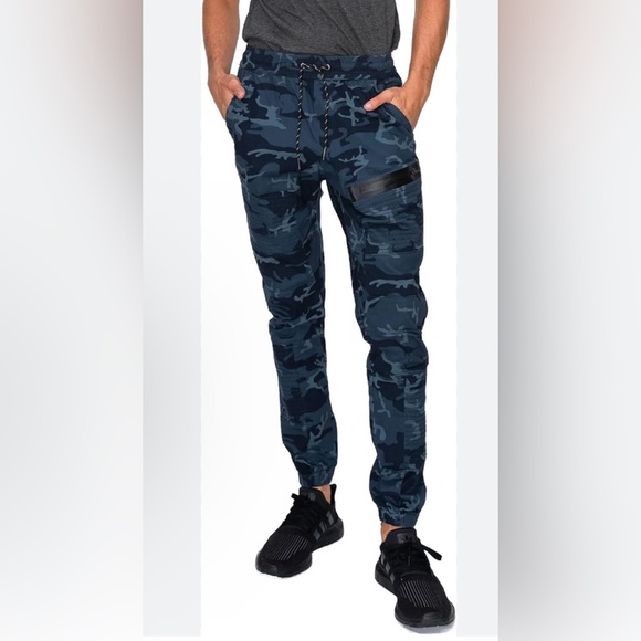 Ring of Fire men’s moto joggers in camo blue size Medium - Picture 1 of 3